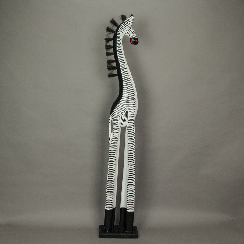 Dakota Fields Wooden Zebra Statue Wayfair